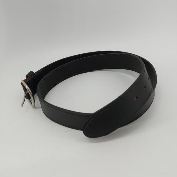 Men's Black Genuine Leather Belt Size 42 Single Prong Buckle - Picture 7 of 10